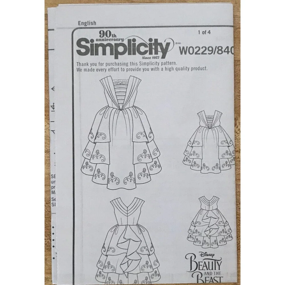 #W0229 Simplicity BEAUTY AND BEAST BELLE girls costume sewing pattern size 3-8
